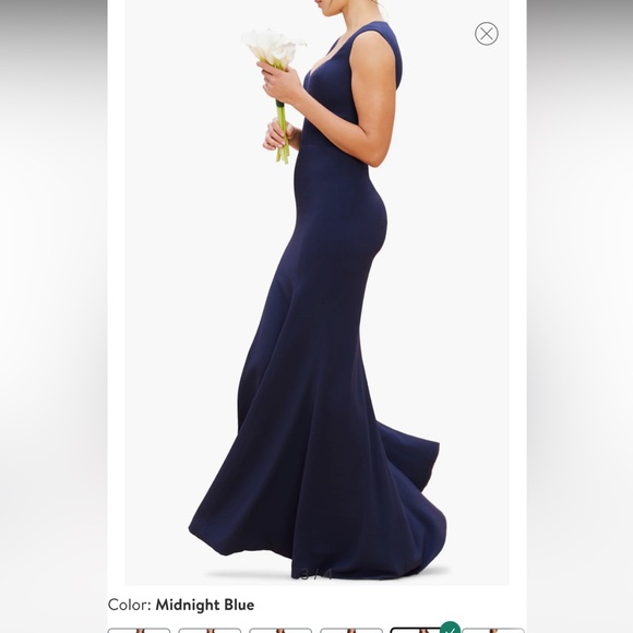 NWT Dress The Population Monroe Side Slit Gown in Midnight Blue - Picture 2 of 8